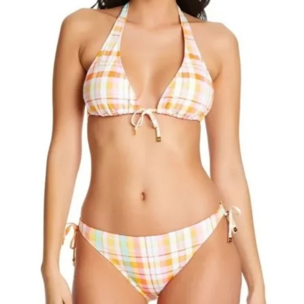Bleu Rod Beattie Hip To Be Square Plaid Triangle Bikini Top and Bottom